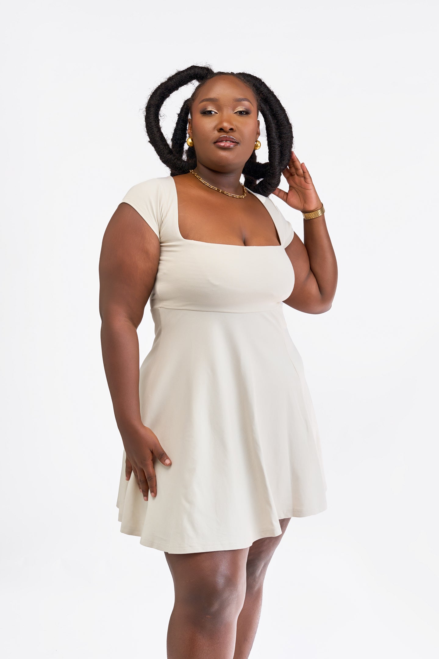“Sugar Rush” Mini Skater Dress- Ivory