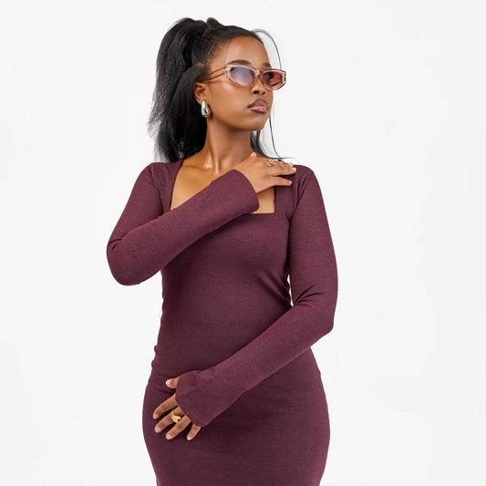 “Effortlessly Elegant” Bodycon Dress- Burgundy