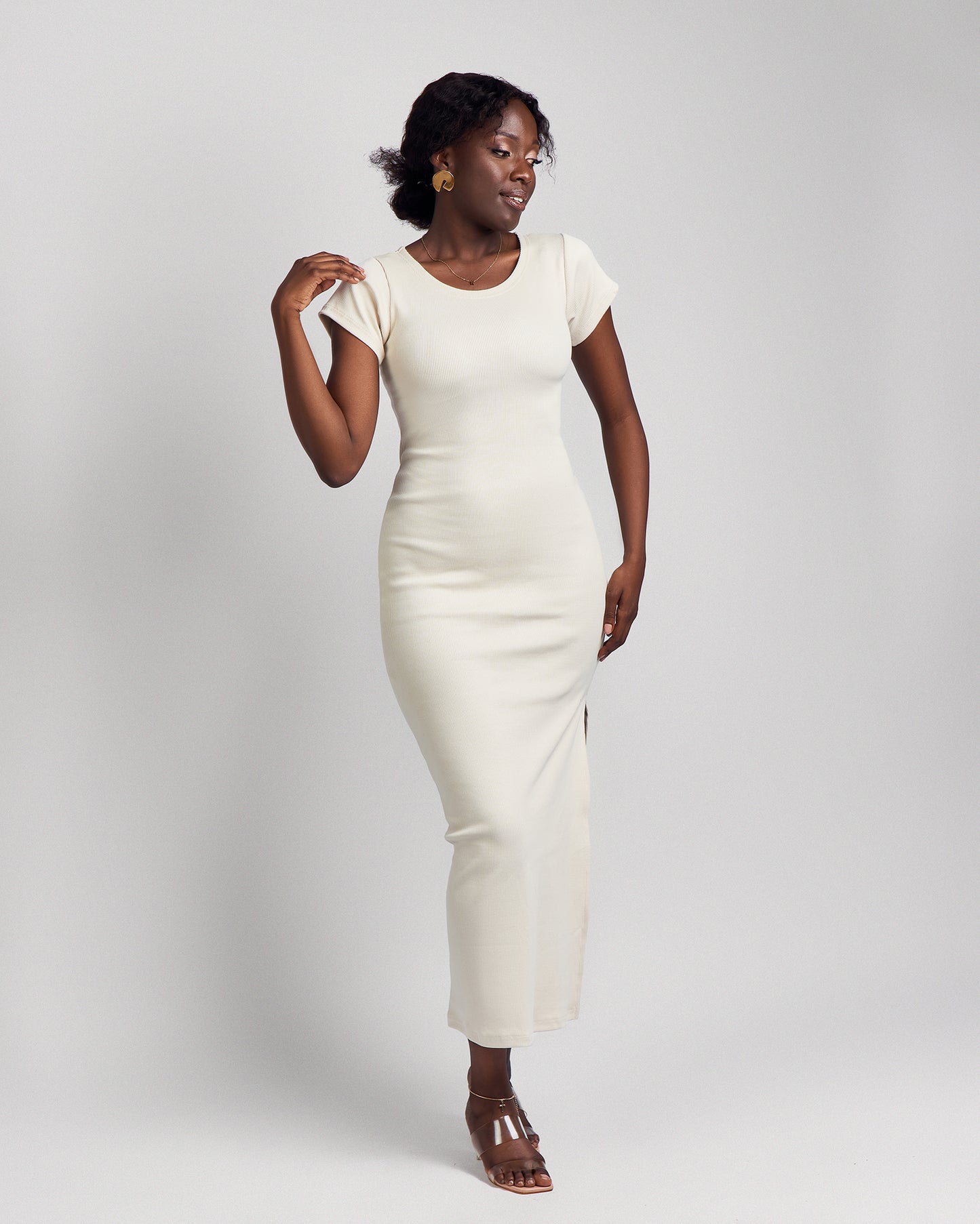 "Sweet Pea" Ribbed Bodycon Beige