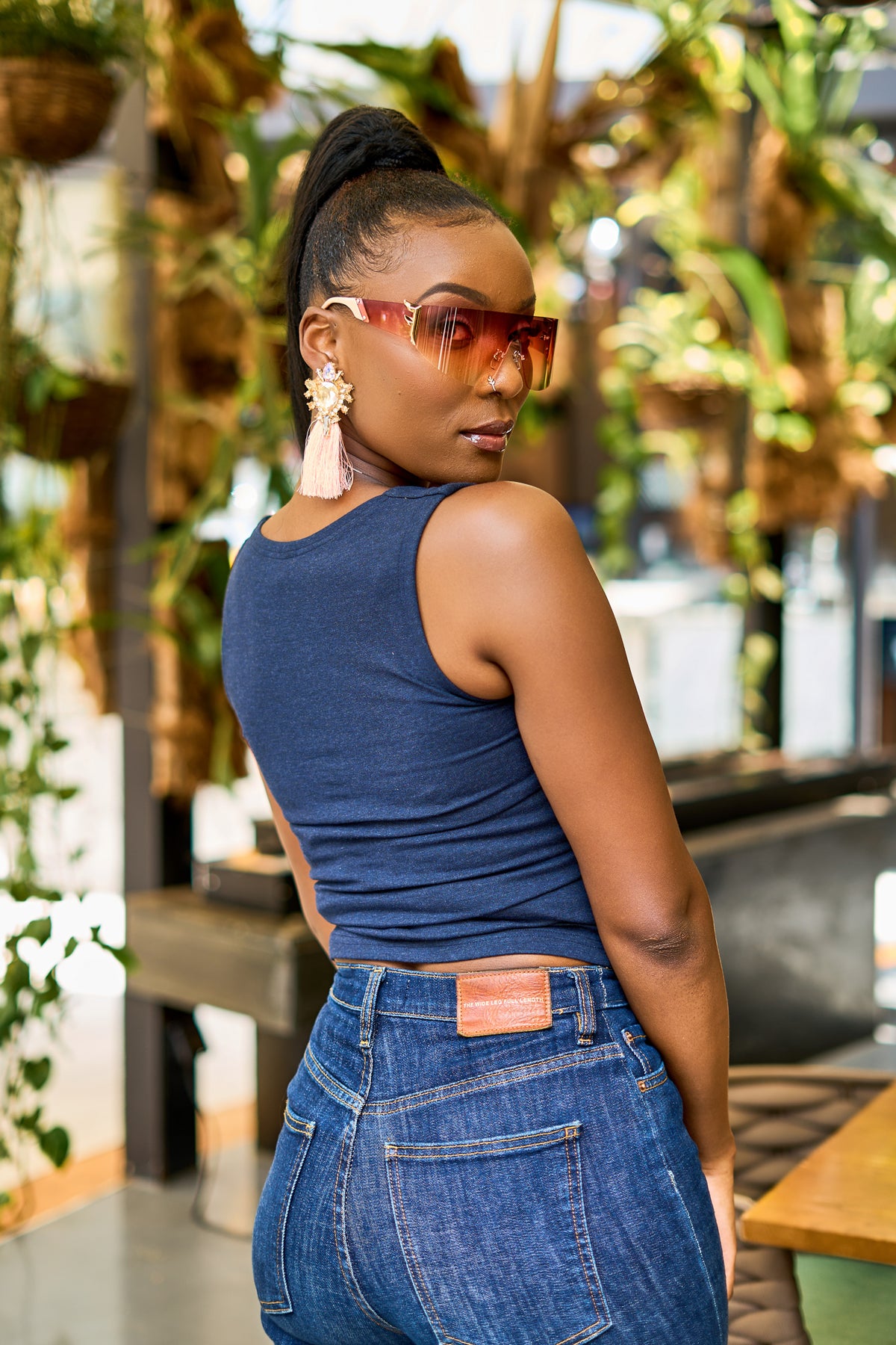 "Made You Look” Navy Crop Top"