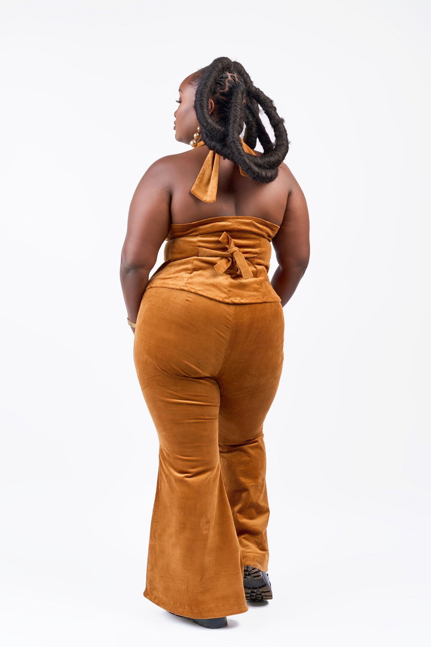 “Lioness” 3 Piece Rich Caramel Corduroy Pant Suit