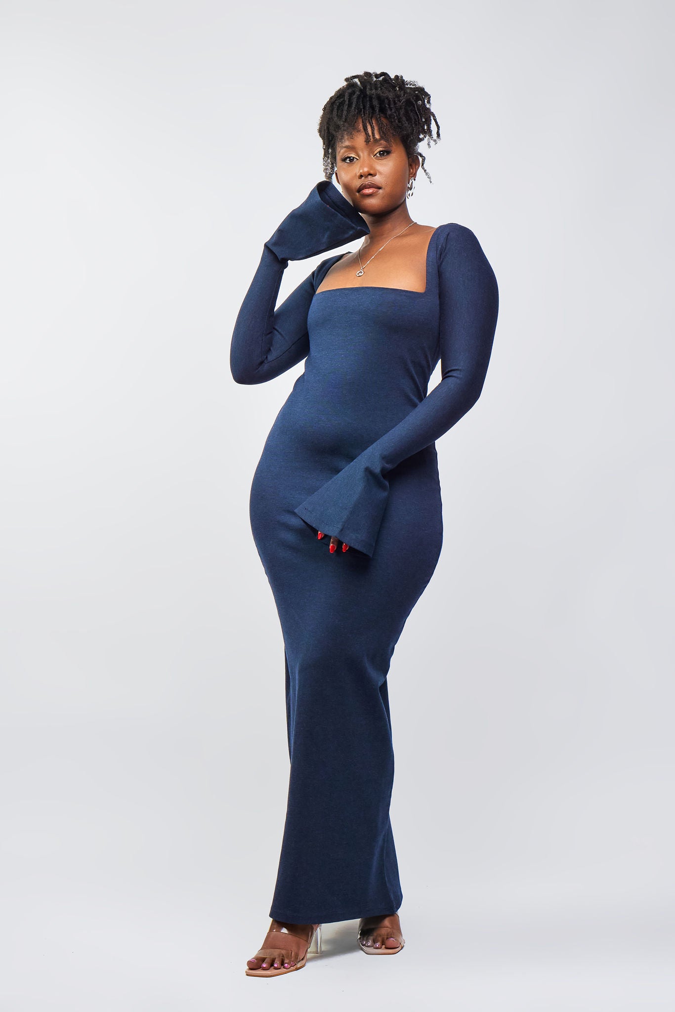 Effortlessly Elegant” Bodycon Dress- Navy – Zia Africa