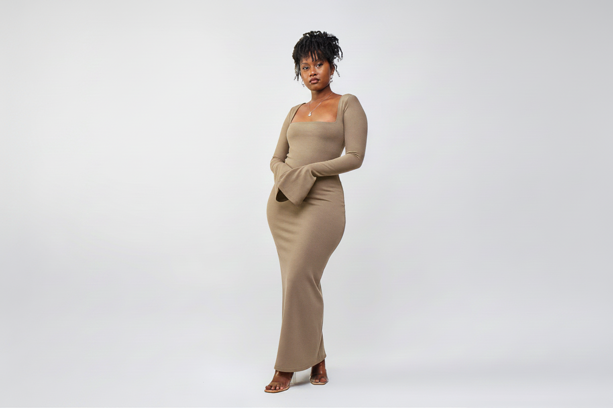 “Effortlessly Elegant” Bodycon Dress- Taupe