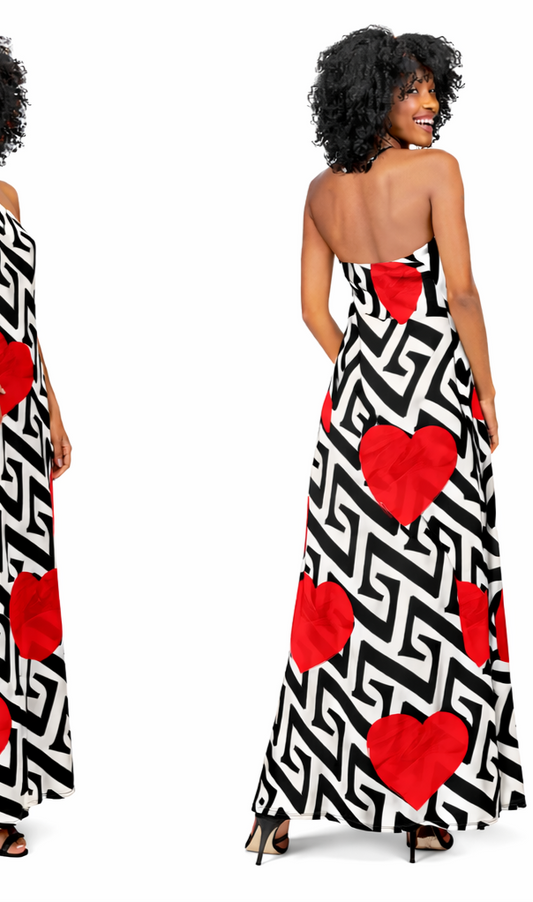 “First Love” Halter Neck Maxi Dress- Zia Print