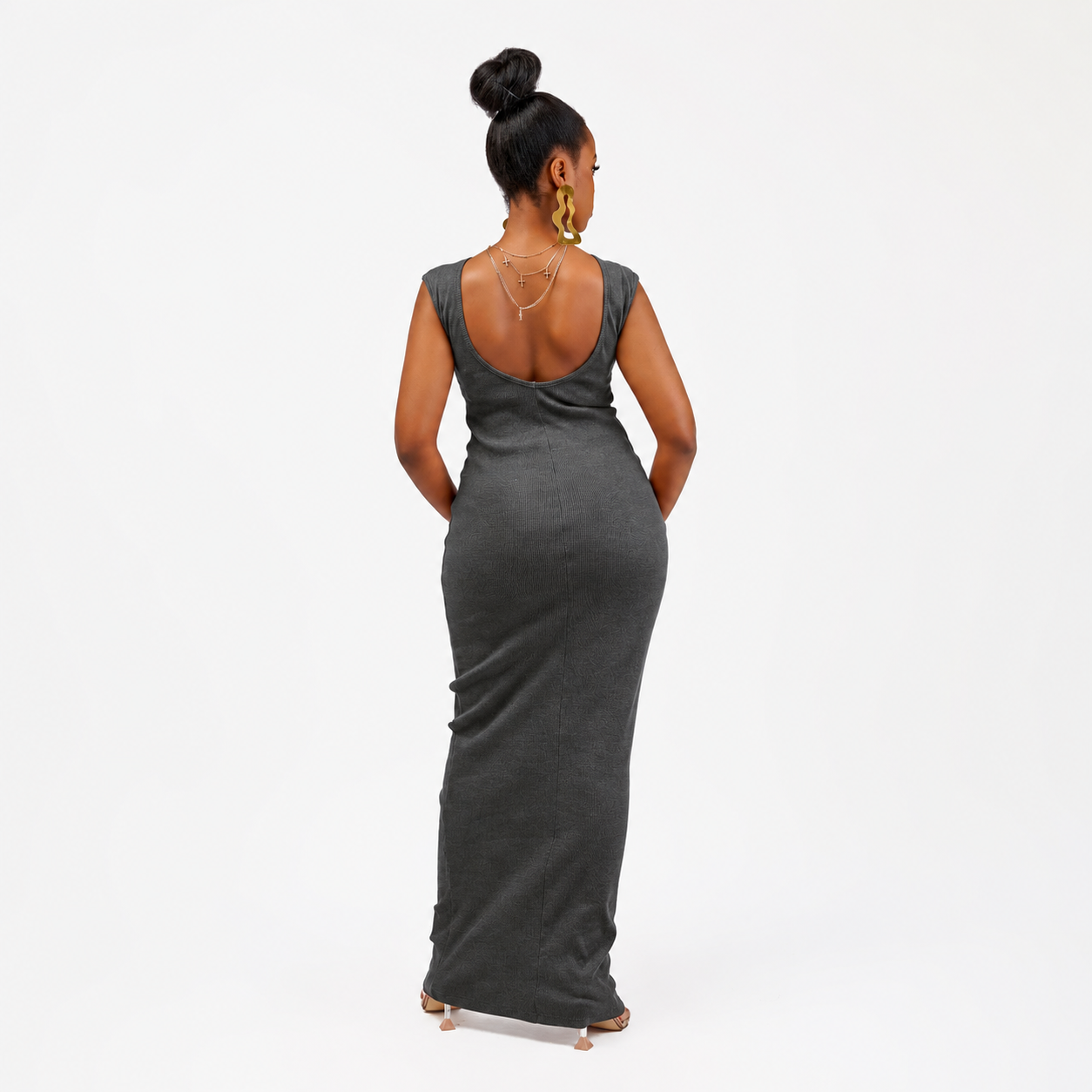 “Grey Siren” Ribbed bodycon Dress