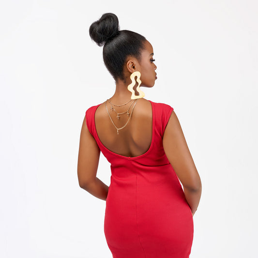 “Red Siren” Mini Ribbed Bodycon Dress