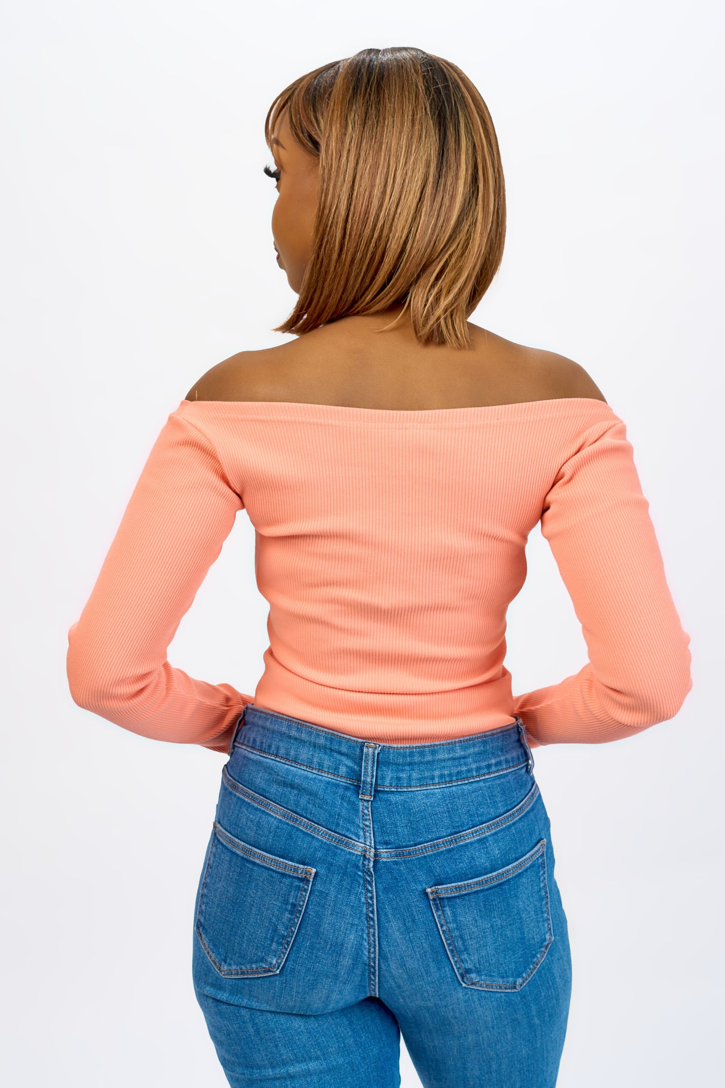 ”Pink a Boo” Ribbed Bodysuit - Peach