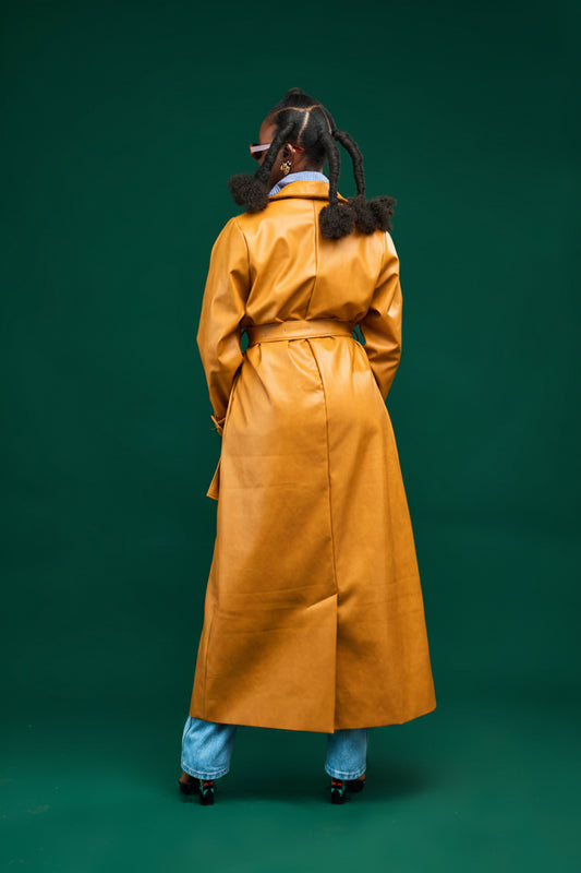 “Quiet Fire” Vegan Leather Trench Coat