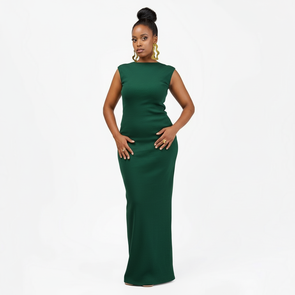 “Green Siren” Bodycon Dress- Forest Green