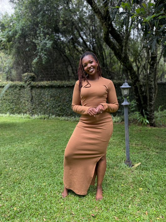 “Bailey " Maxi Bodycon Dress- Cinnamon