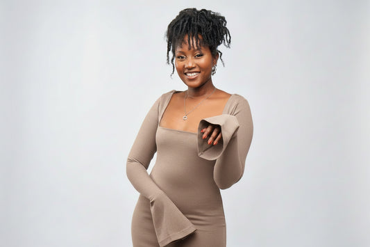 “Effortlessly Elegant” Mini Bodycon Dress- Taupe