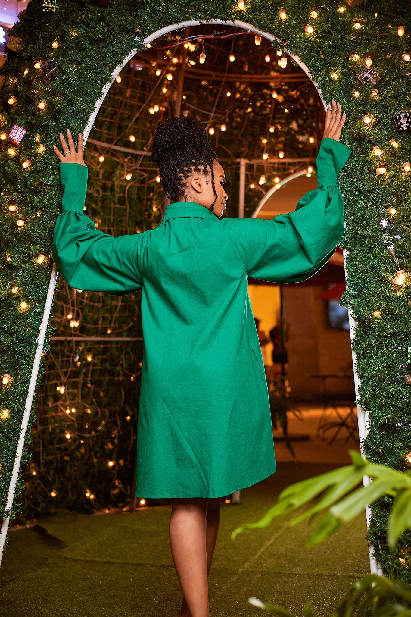 “Eco Chic" A line Shirt Dress- Green