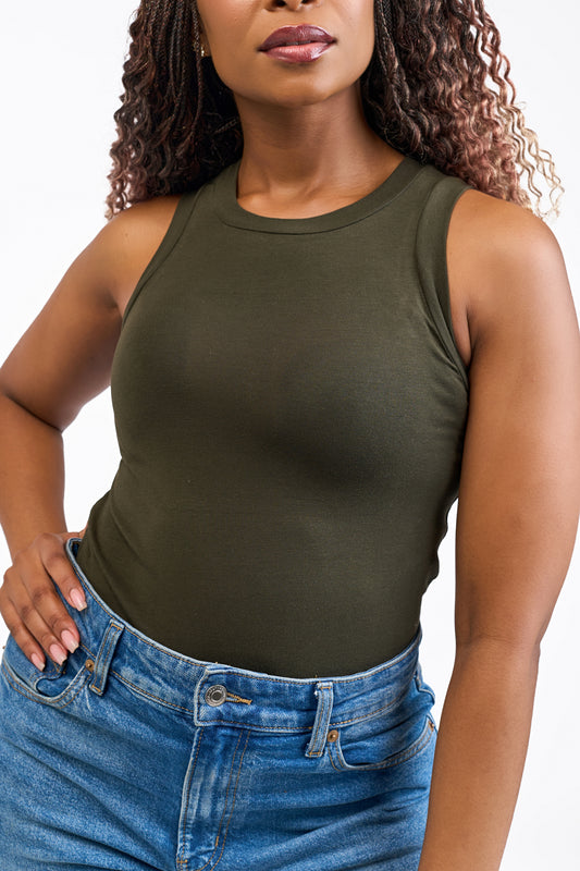 “Leaf me alone" Sleeveless Crop Top- Jungle Green