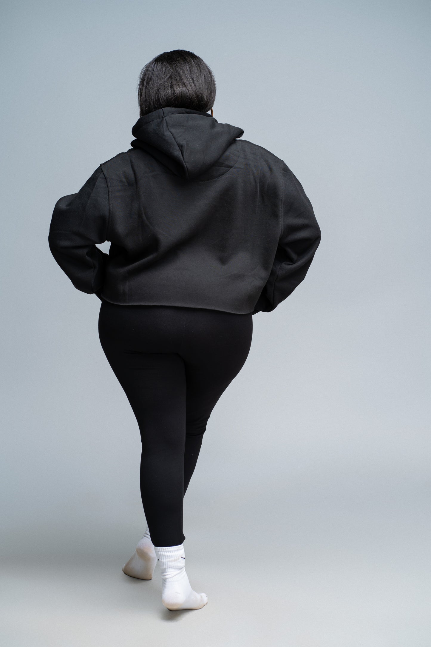 "Fearless" Crop Hoodie- Black
