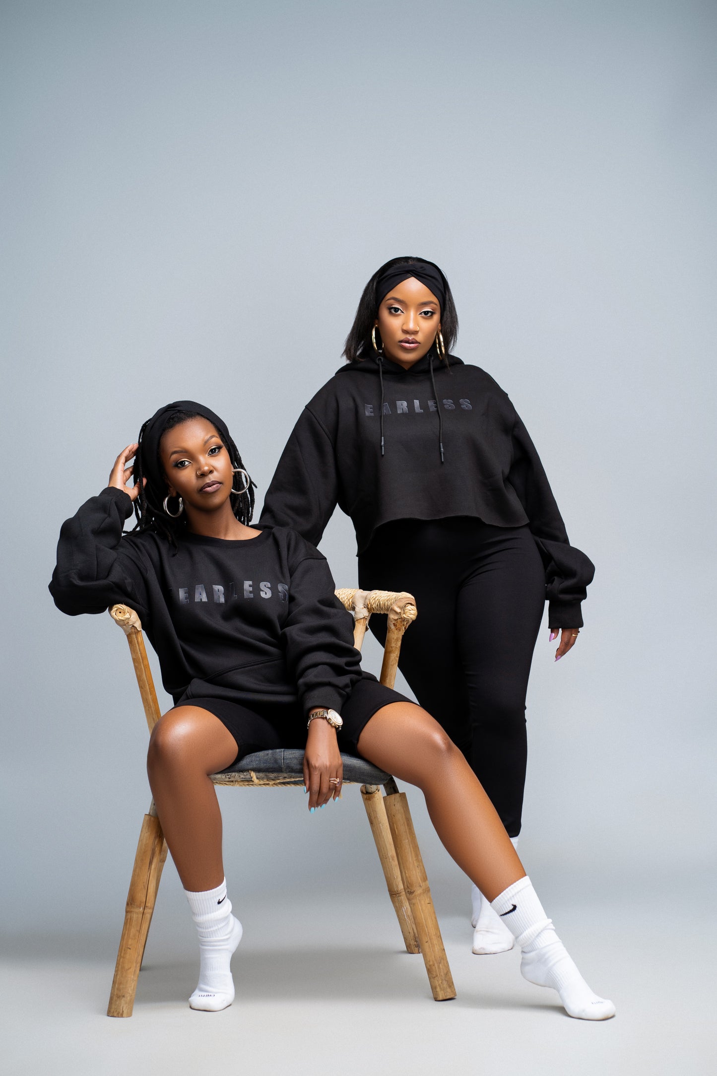 "Fearless" Crop Hoodie- Black