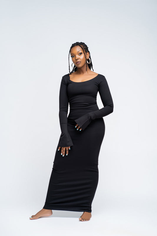 "Stop and Flare" Maxi Bodycon dress