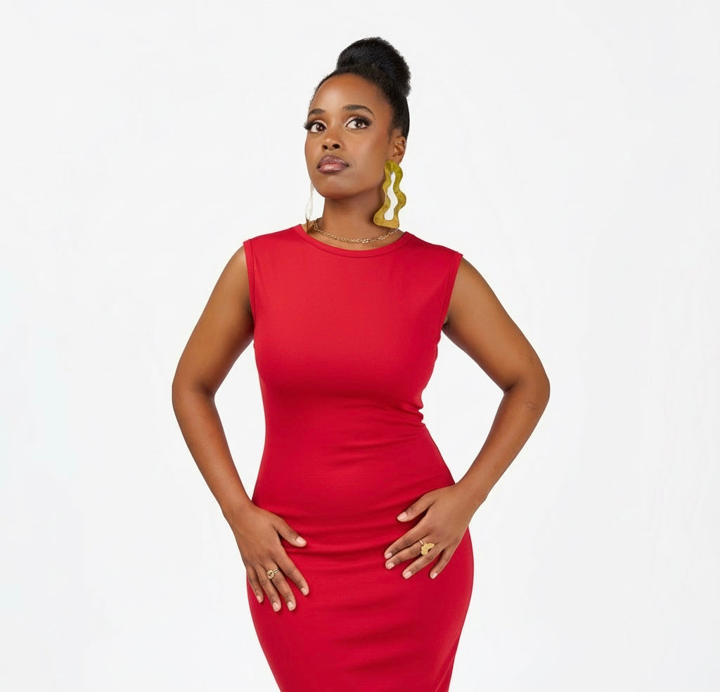 “Red Siren” Mini Ribbed bodycon Dress