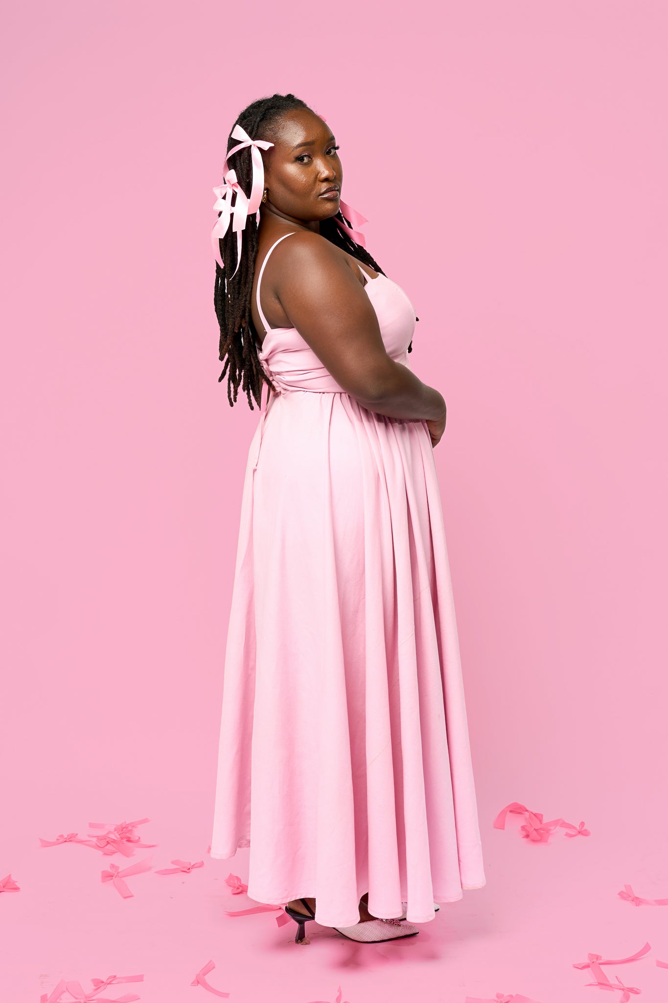 "Make a wish” Midaxi Milkmaid Dress- Baby Pink