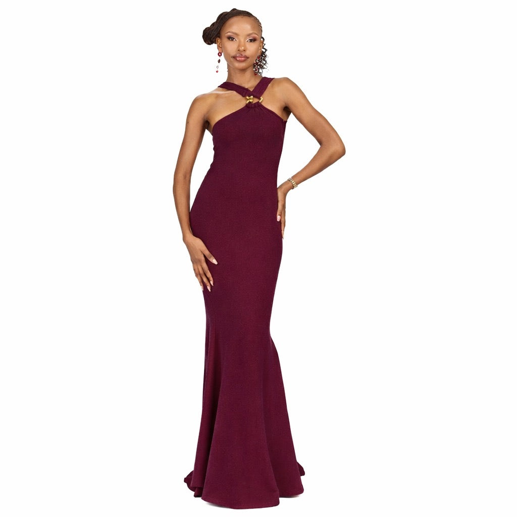 “Ace of Hearts” Bodycon Maxi Dress- Plum