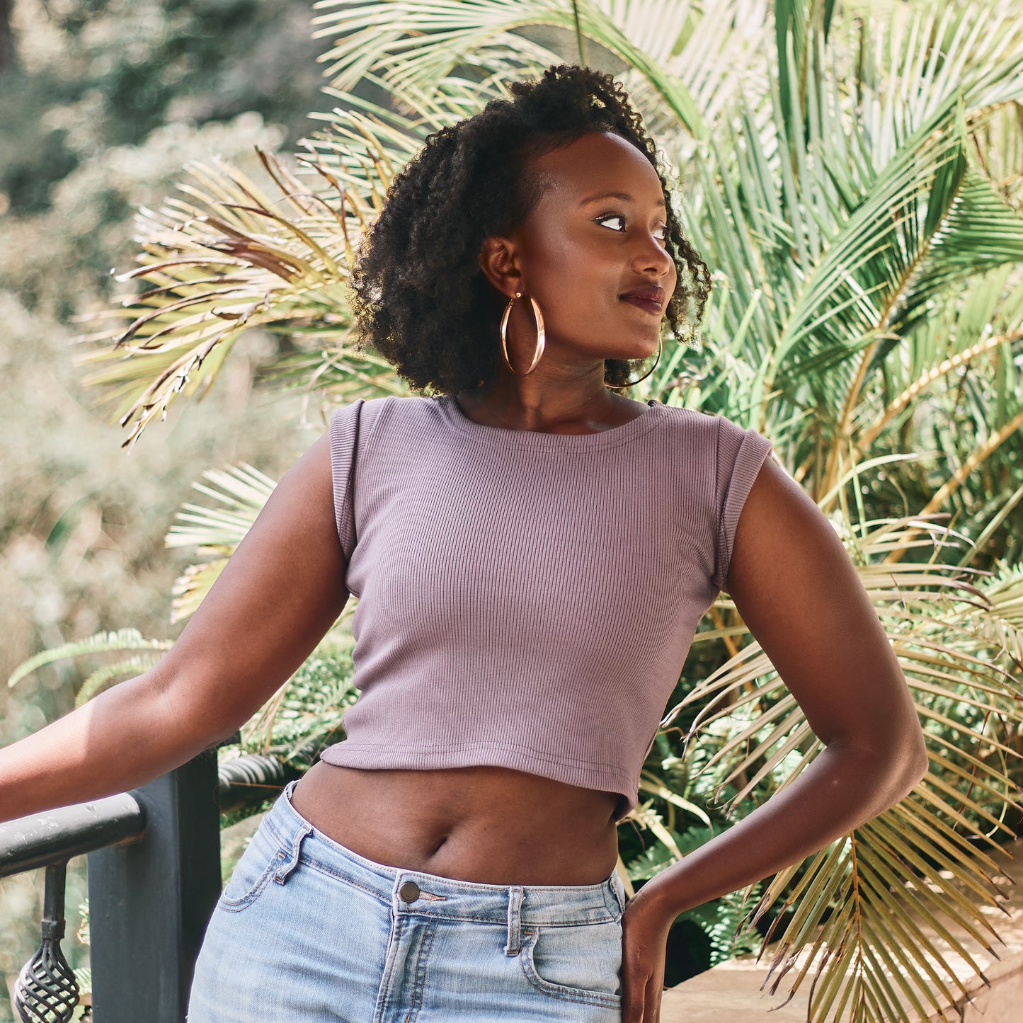 “Basic” Lilac Cap Sleeve Crop Top