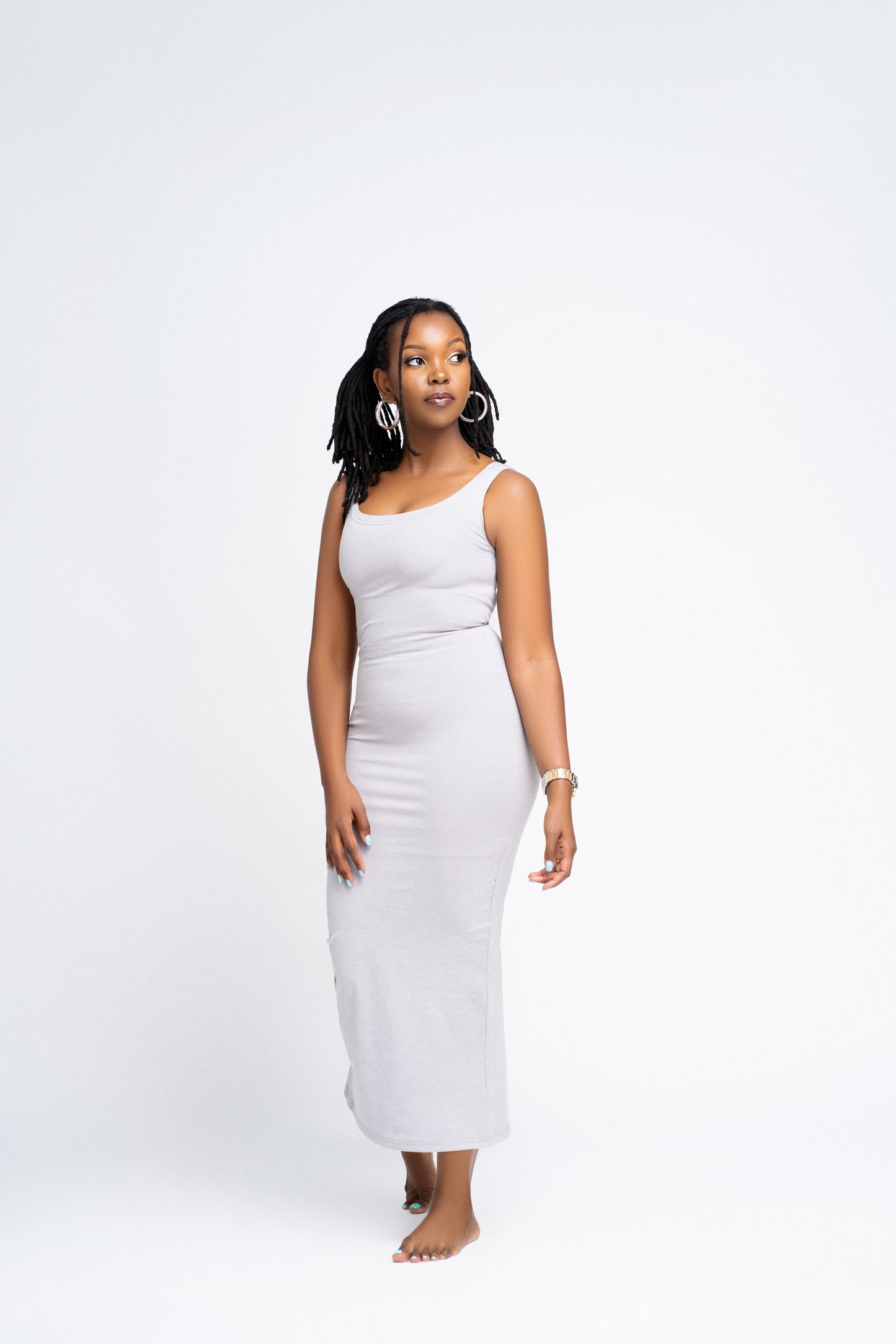 “Valerie" Grey Stretch Bodycon Midaxi
