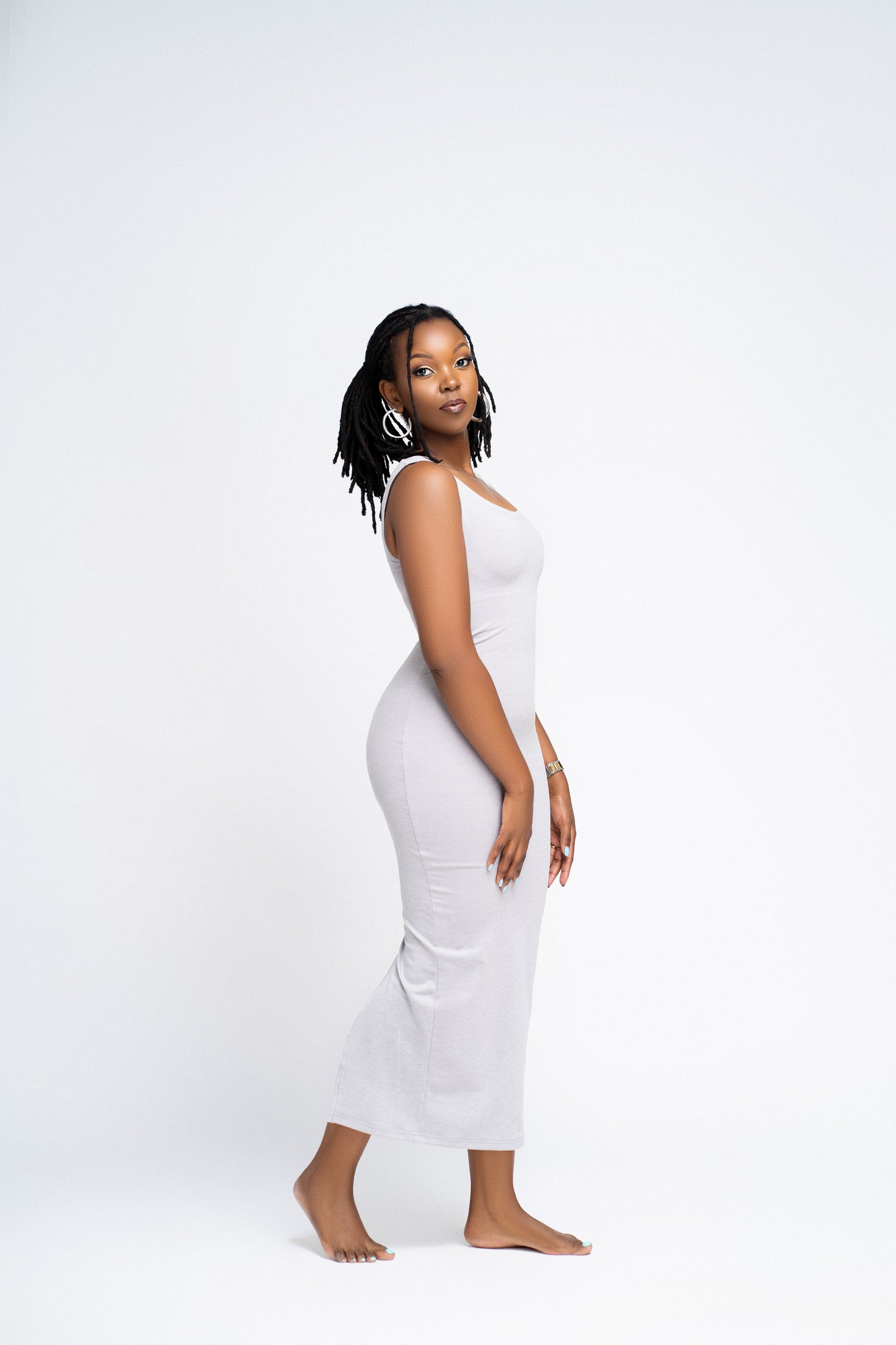 “Valerie" Grey Stretch Bodycon Midaxi