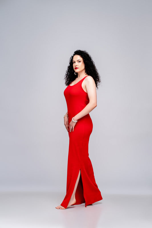 "Ribbed & Ready" Bodycon Ribbed Dress- Scarlet