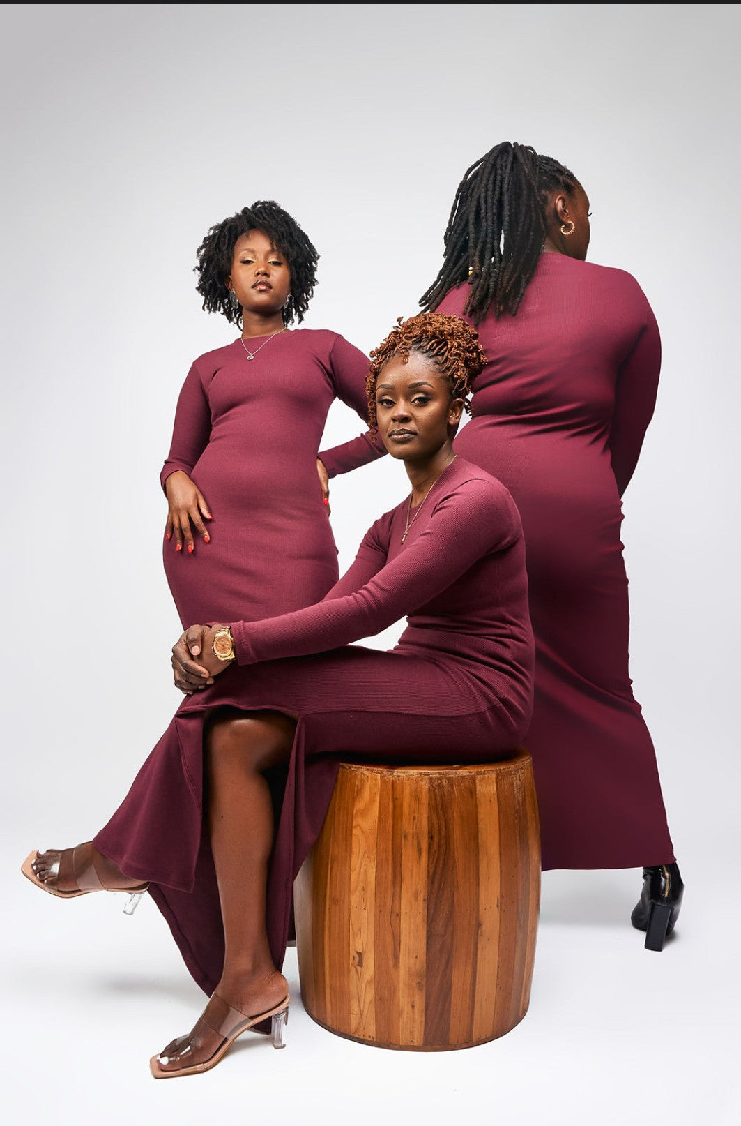 "Bailey"Maxi Bodycon Dress Burgundy - Egg Plant