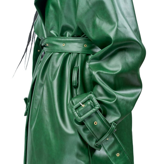 “Forest after Dark” Vegan Leather Trench Coat