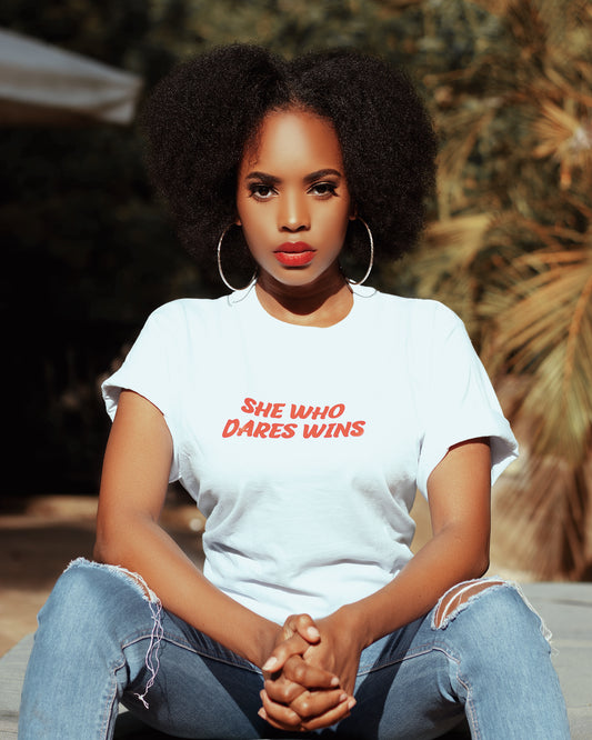 "She who dares wins" Tee