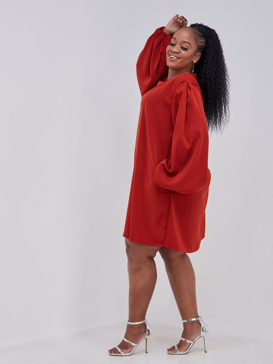 “Above Average" A Line Dress-Burnt Orange