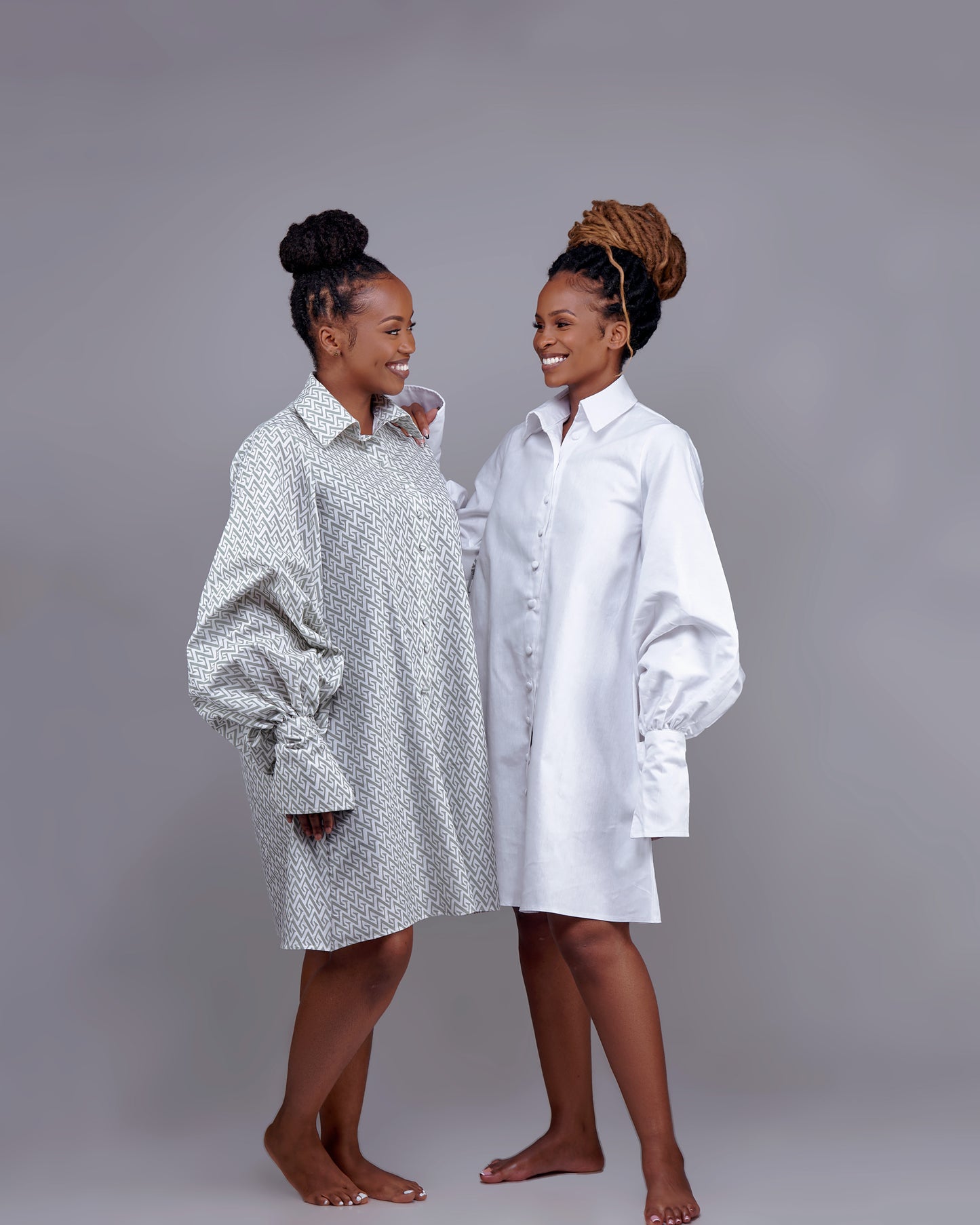 "Eco Chic" A line Shirt Dress- White