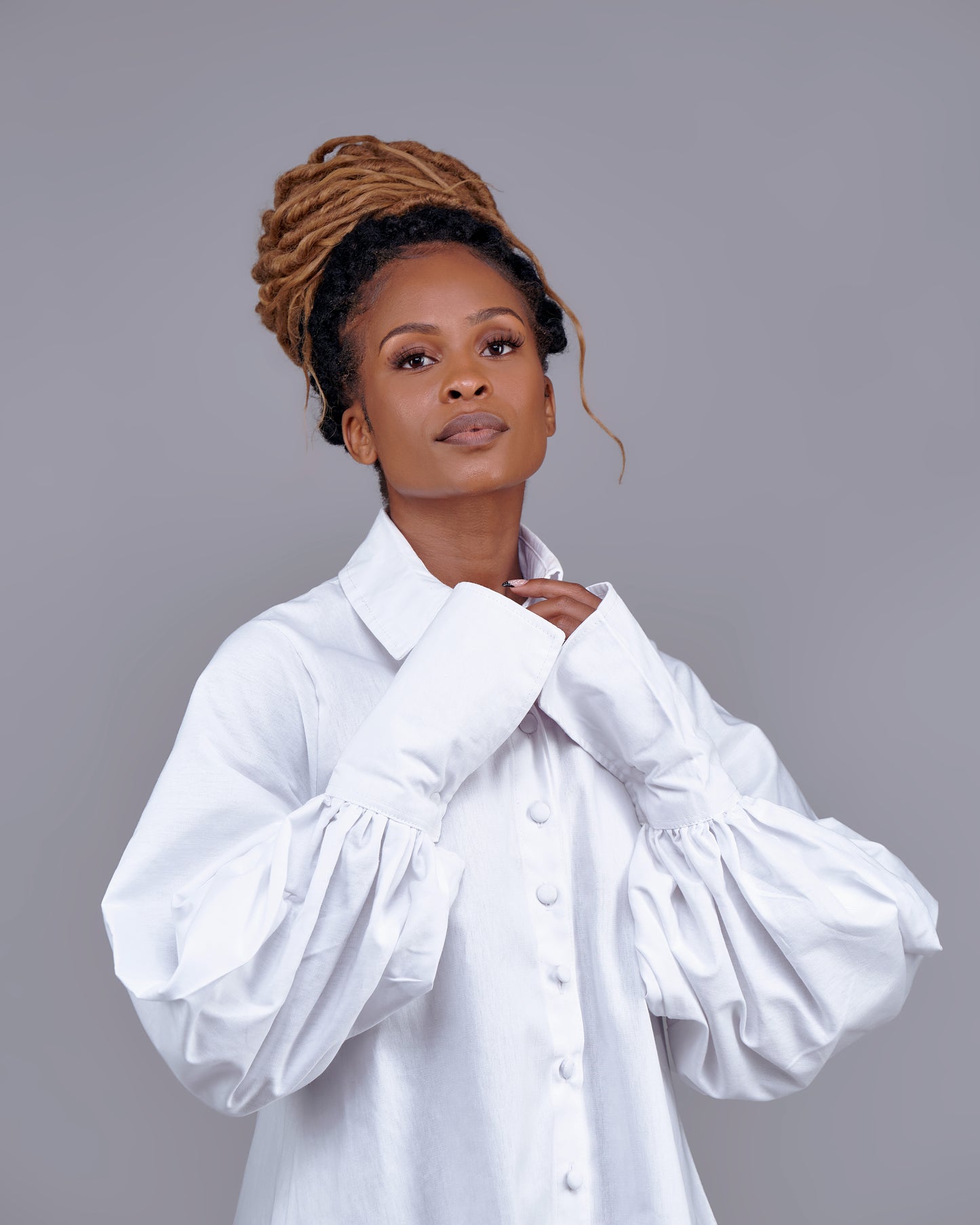 "Eco Chic" A line Shirt Dress- White