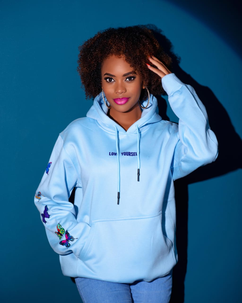 "Love yourself" Hoodie with Butterflies