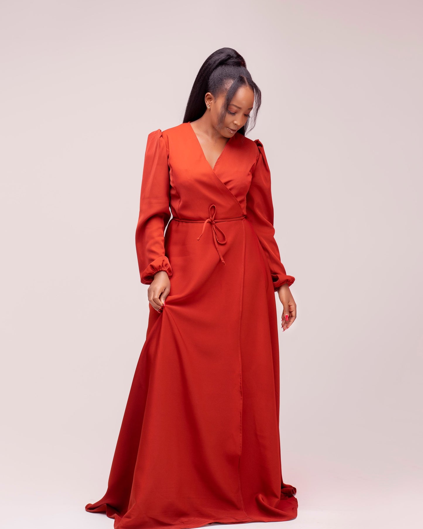 "Santana" Wrap Maxi Dress- Burnt Orange
