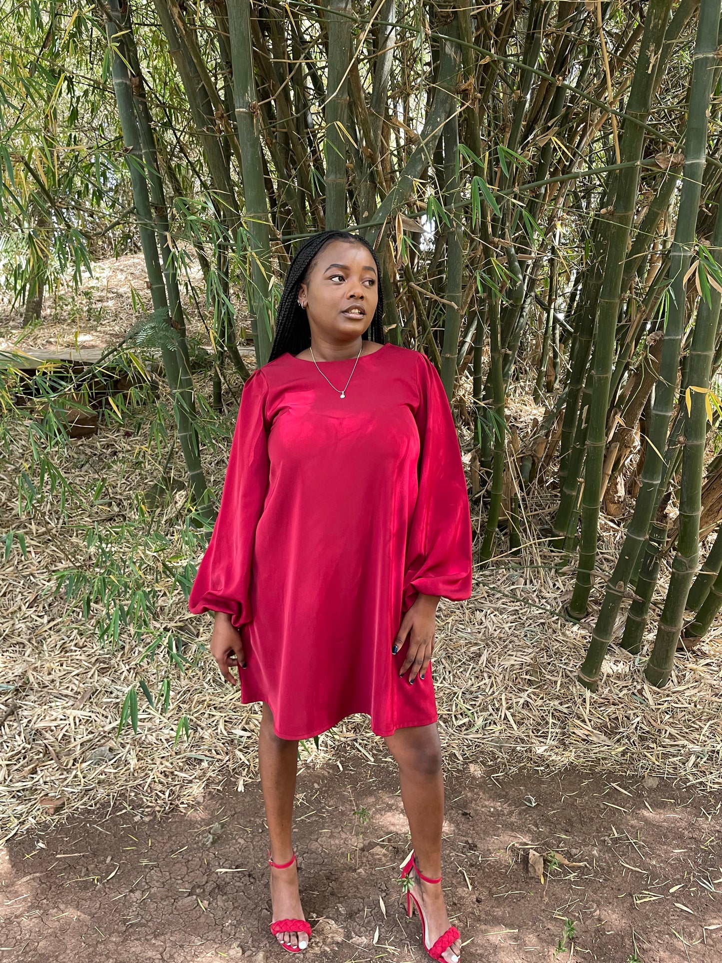 “Above Average" A Line Dress- Wine Red