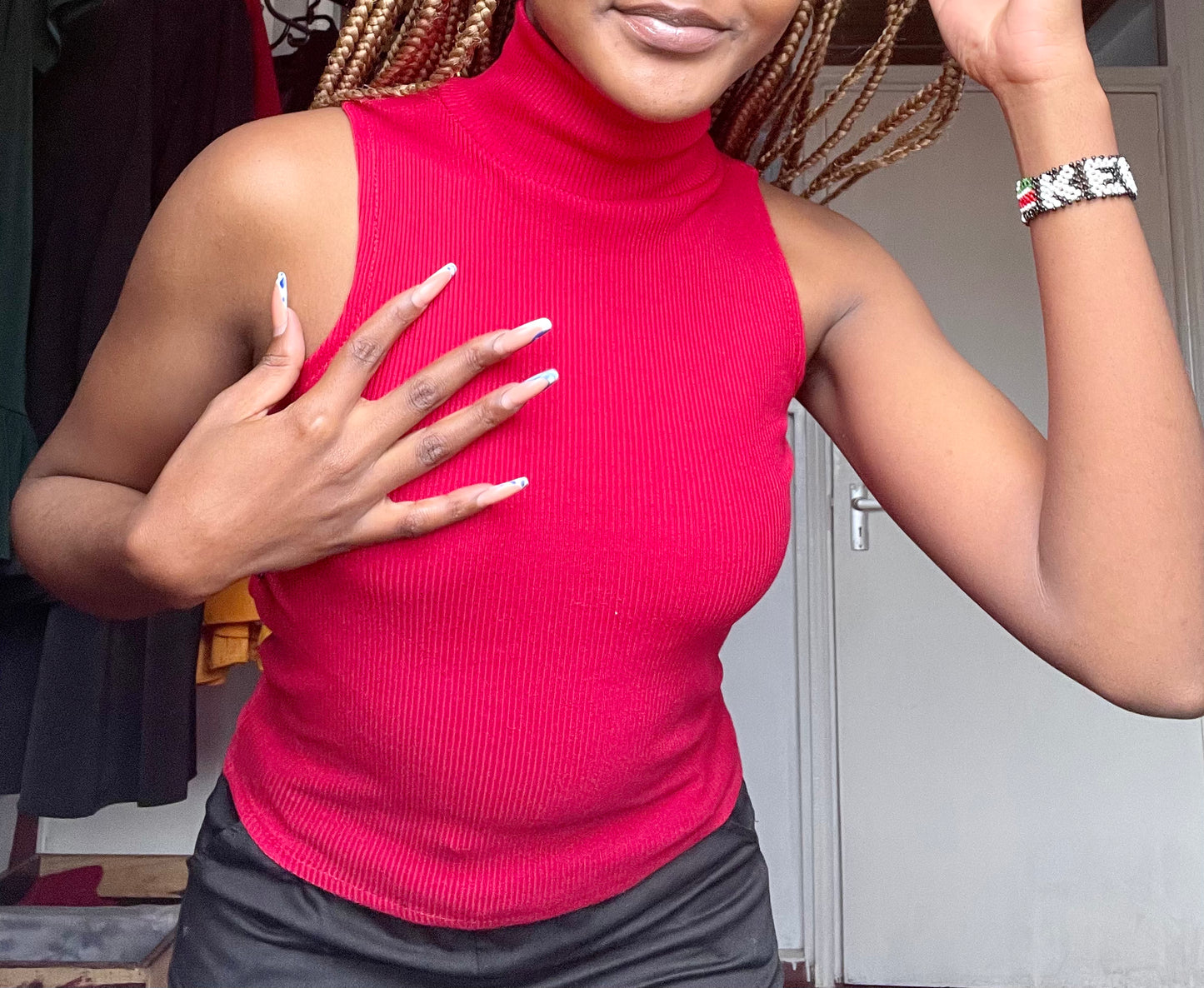 “Basic” Red Ribbed Turtle Neck