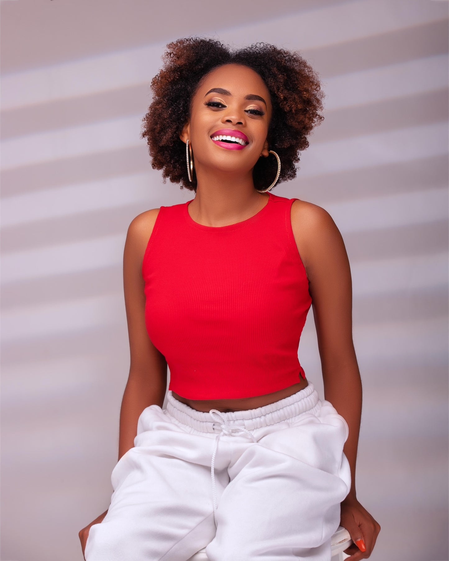 “Basic” Red Ribbed Crop Top