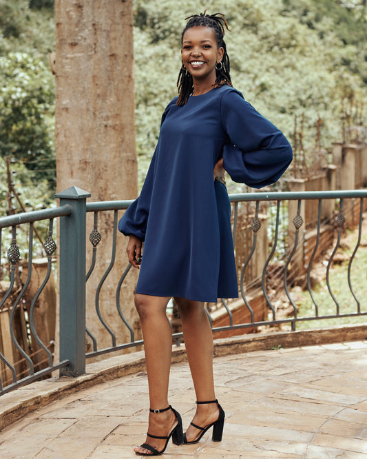 “Above Average" A Line Dress- Navy