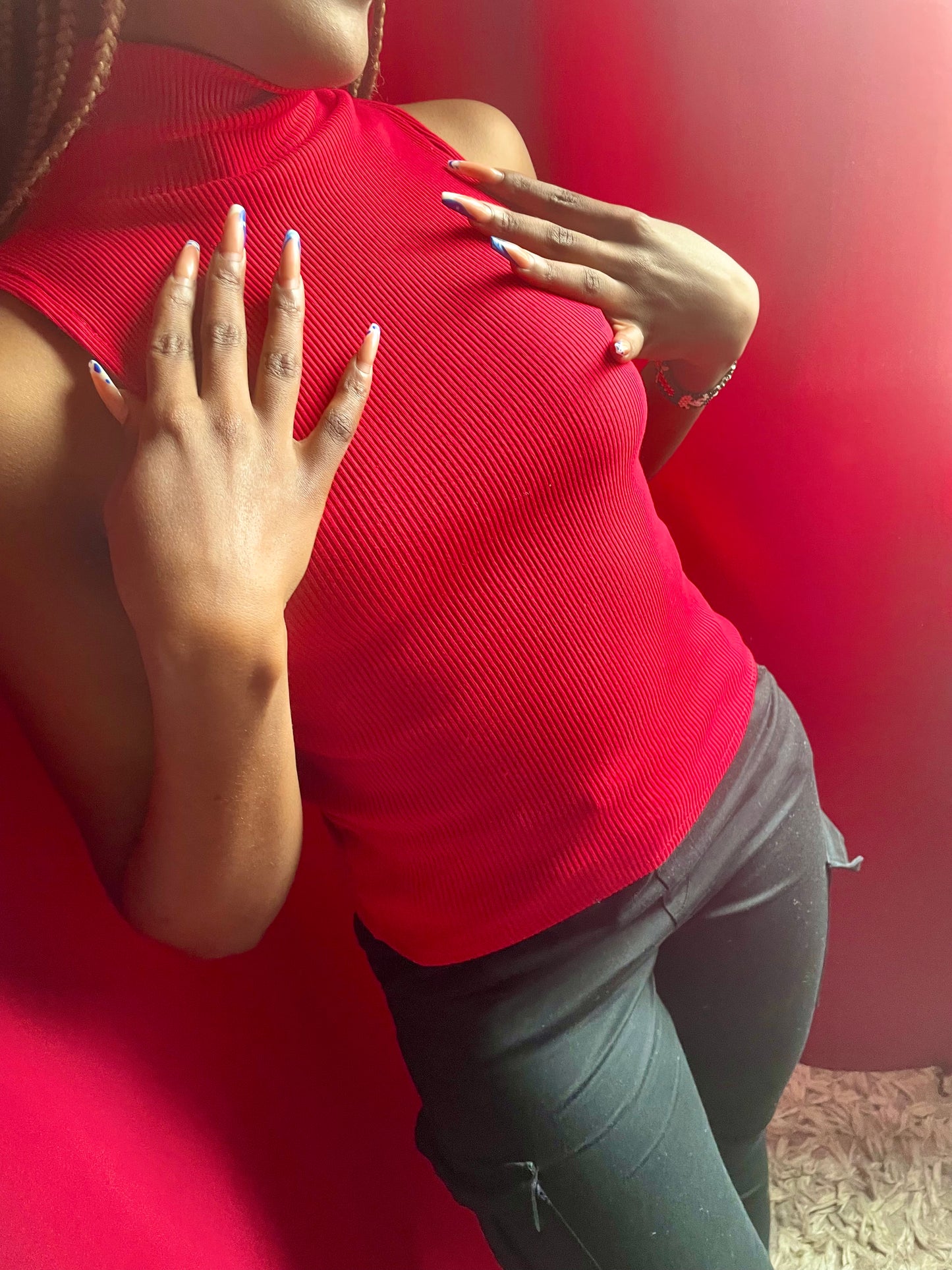 “Basic” Red Ribbed Turtle Neck