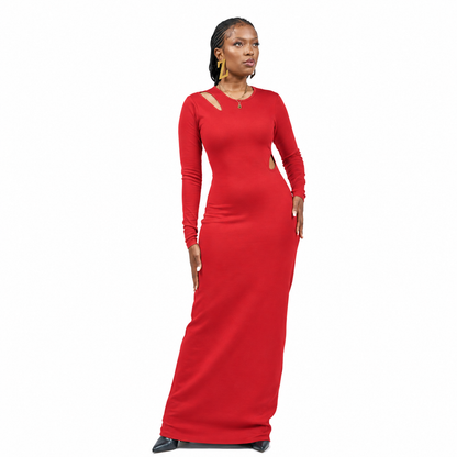 "Fine Edge" Ribbed Bodycon - Scarlet Red