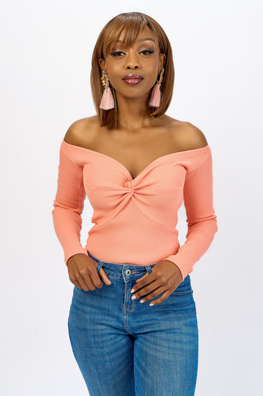 ”Pink a Boo” Ribbed Bodysuit - Peach