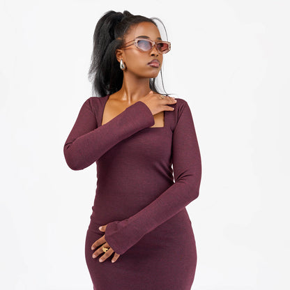 “Effortlessly Elegant” Bodycon Dress- Burgundy