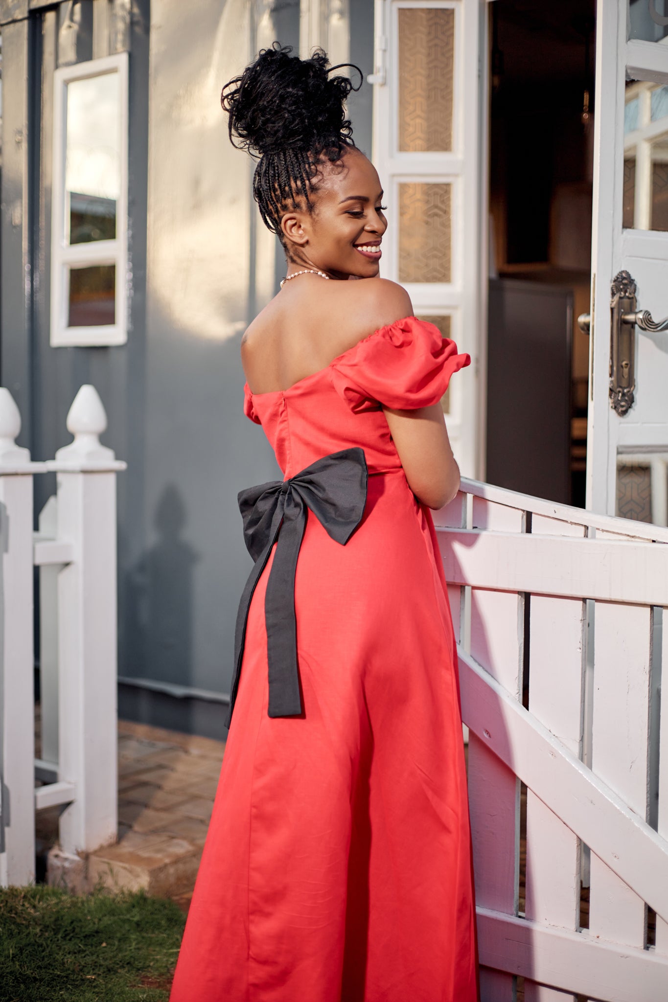 "Marilyn" Puff Sleeve Dress - Red