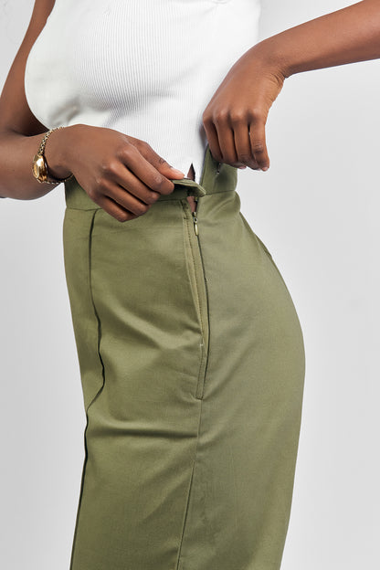“Girl Boss” Wide Leg Pants- Army Green