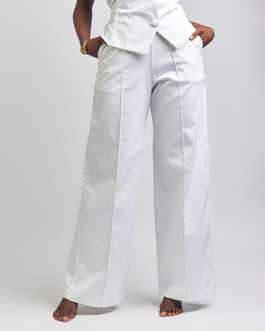 “Girl Boss” Wide Leg Pants- White