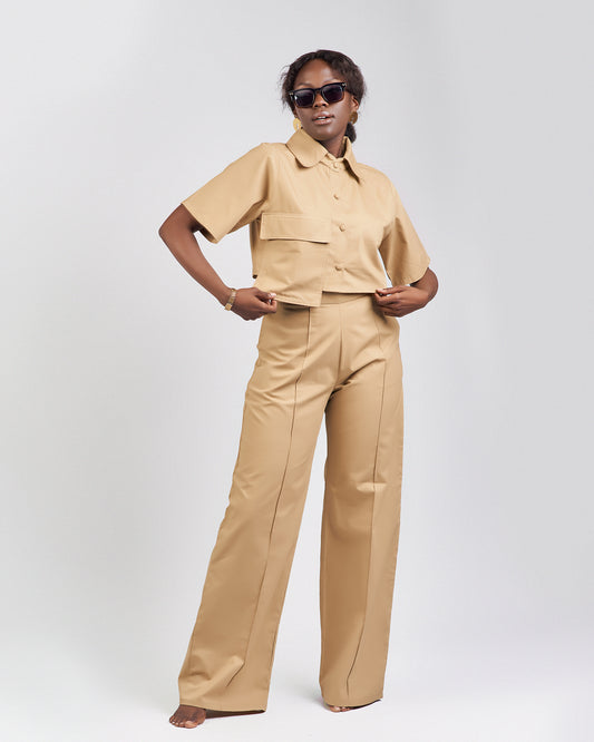 “Booked & Busy” Pant Set- Camel