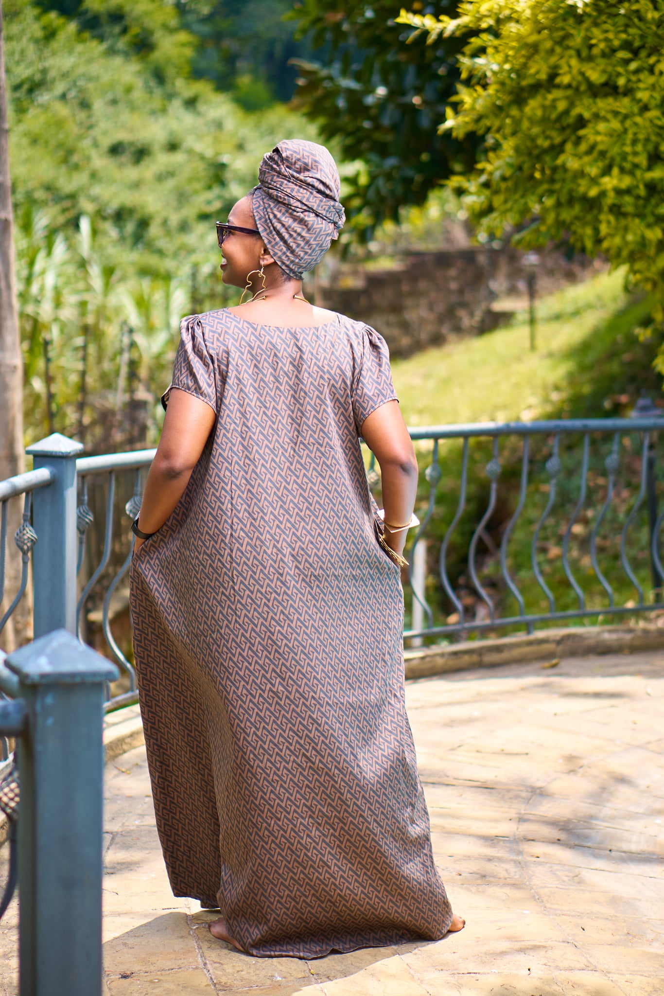 "Vacation ready"Printed Maxi Dress Black & Brown