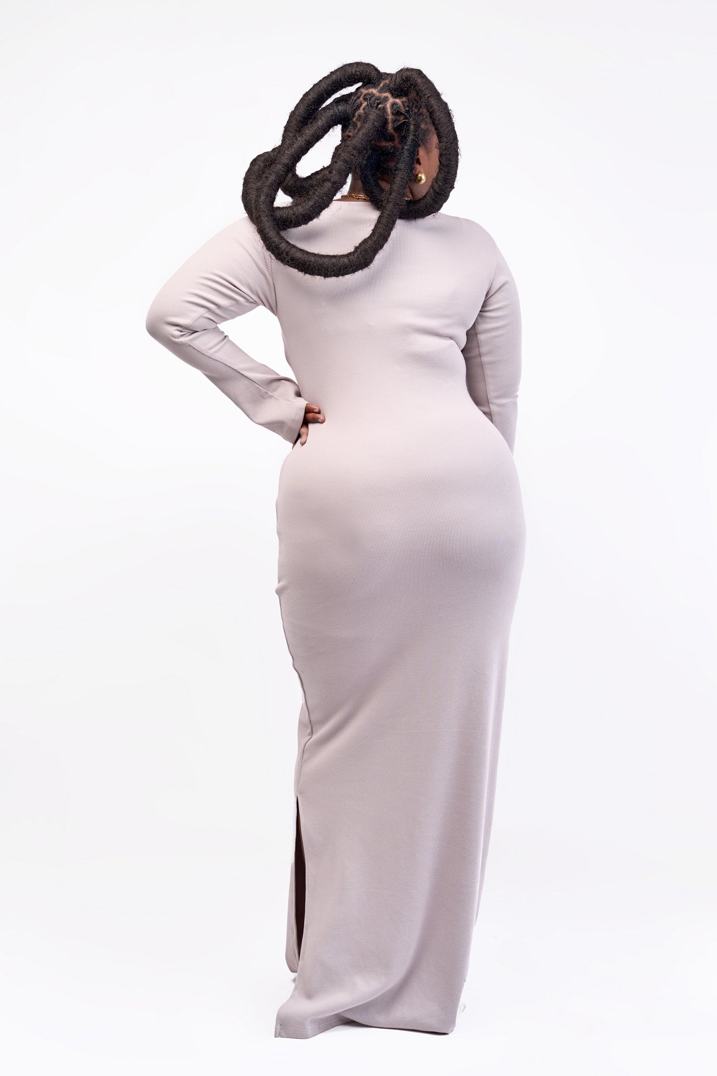 “Stop and Flare" Maxi Bodycon dress- Ash Grey