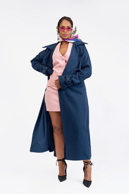 "Final Say” Trench Coat- Cosmic Blue